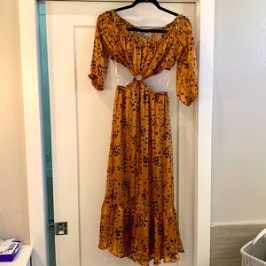 Wild fern 3/4 length leopard cutout dress